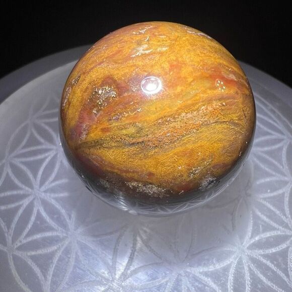 OC Jasper Red Yellow Quartz Crystal Sphere - Picture 6 of 12